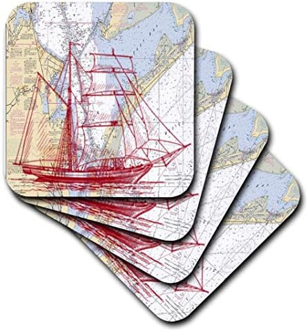 Триизмерна фигура Галвестонского залив в морски стил с платно - Меки подложки, Комплект от 4 (CST_204877_1)