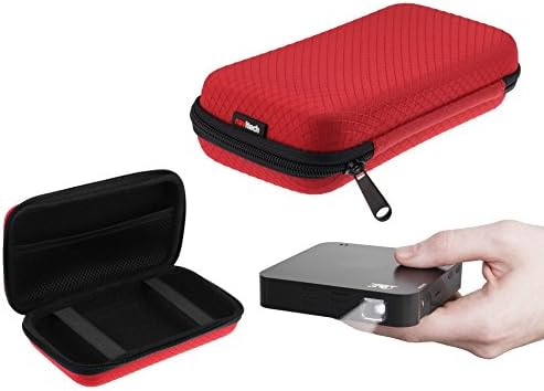 Защитен калъф за носене на преносим, джобен проектор Navitech Red, който е Съвместим с LG Portable LED PF1500