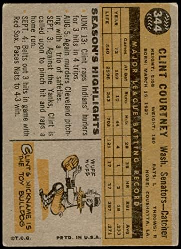 1960 Topps 344 Клинт Кортни Вашингтон Сенатърс (Бейзболна картичка) VG Senators
