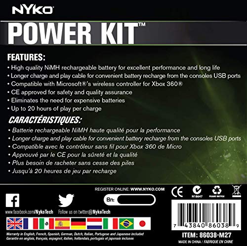Nyko Power Kit - Акумулаторна батерия с Зарядно кабел за Xbox 360