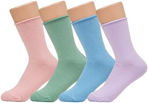 Дамски памучни чорапи за екипажа GRISIM с рулоном до щиколоток, 3 или 4 чифта (обувки Размер 6-9)