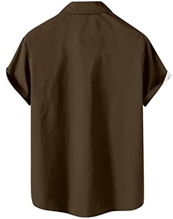 GDJGTA Мъжки годишна ежедневна риза голям размер в разноцветную ивица, мъжка риза с отложным яка и къс ръкав, мъжки