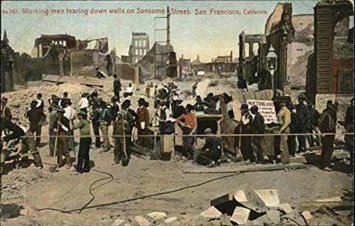 Работни Разрушават Стените на Сансом стрийт, Сан Франциско, Калифорния, КАЛИФОРНИЯ Оригиналната Антични Картичка