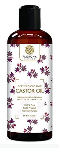 Рициново масло Florona USDA Organic - 16 течни унции за грижа за Косата, Кожата, Ароматерапия, Масаж