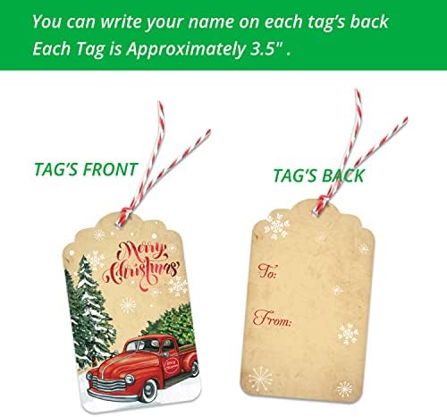 Лични бележки за Коледни подаръци 60 парчета с вързани с Въжета -15 Различни видове фолио с Печатни рисунки на Етикети за опаковане