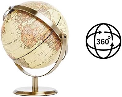 Глобус на света ANNOVA 8 / 20 см, Старинен Глобус, Метална дъга и основата на бронзов цвят - се Върти във всички посоки