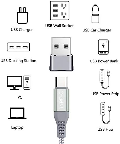 QCEs USB Адаптер C за свързване към USB конектора 2 бр. кабел за свързване на зарядното устройство тип A, който е Съвместим с iPhone 13/12/11 Pro Max XR, Airpods, iPad Pro / Air, Samsung Galaxy S21 Plus Ultra Not