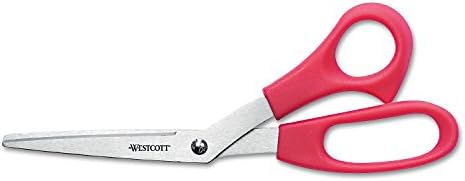 Ножици от неръждаема стомана Westcott 10703 Value Line, Извити 8 Инча, Червени