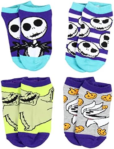 Дисни The Nightmare Before Christmas Чорапи за момчета Jack Skellington, 4 Чифта Детски чорапи без показване на глезените