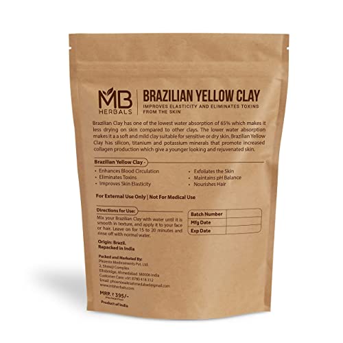MB Herbals Бразилският жълта глина 8 унции (227 грама / 0,5 кг) | за Маски за лице и за приготвяне на сапун