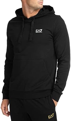 Hoody с качулка от Джърси с логото на EA7 за мъже, Черен
