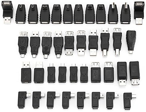 40 Бр. Комплект USB Адаптери, Мини-Промяната Адаптер Преобразувател Конектори USB Мъжки към Женски Micro USB