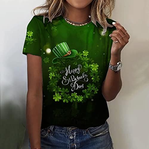 CGGMVCG Тениска В Деня на Св. Патрик, Женска Тениска С Къс ръкав и Принтом Детелина, Блузи, Ирландски Фестивал,
