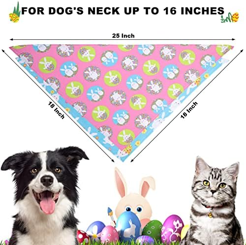 Великденски Кърпи за Кучета, Големи, 2 опаковки, Кърпи за Кучета, Триъгълен Шал за Кучета с Шарени Великденски Яйца