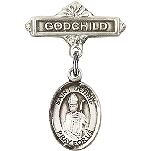 Иконата на Бебето от Сребро с Талисман на Свети Денис и Игла за Икона Кръщелник 1 X 5/8 инча