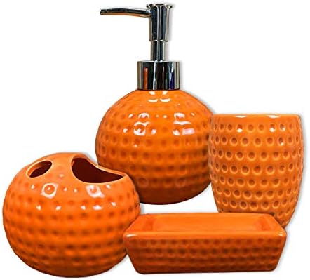 Комплект аксесоари за декора на банята от orange керамика bbruriy, състоящ се от 4 теми, включва Опаковка лосион за сапун,