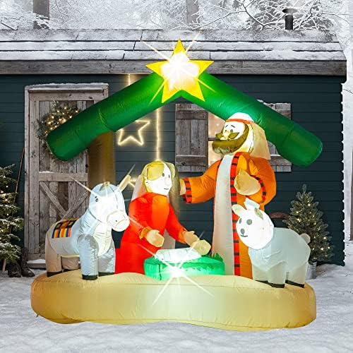 Коледна Украса Hourleey на открито, Надуваеми Комплекти за Коледната сцена с Дължина 5,5 метра и височина 5.5