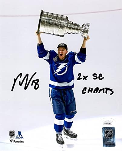 Ондрей Камари с автограф и надпис 8x10 снимка NHL Tampa Bay Lightning JSA