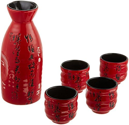 Честит продажба HSSS-PMR06, набор от японското саке с калиграфия червено и черно