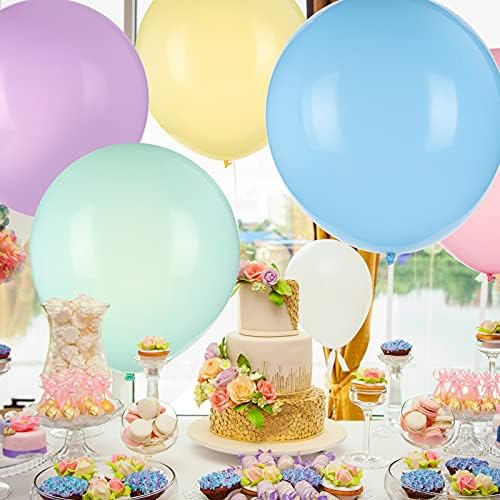 Skylety 18-Цолови Големи балони пастелни тонове, балон, Макарони, 10 парчета, Голям Кръгъл Балон, Колоритен Гигантски