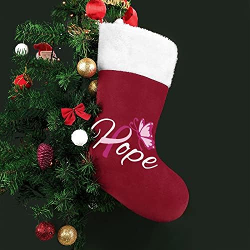 Рак на гърдата Надежда Пеперуда Коледен Окачен Отглеждане на Сладък Дядо Чорап за Коледно Украса Украса Подаръци
