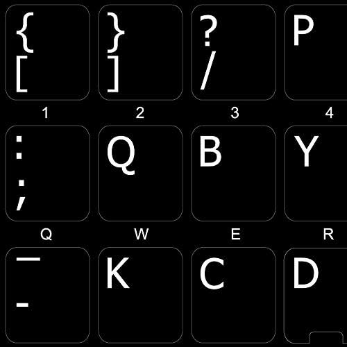 Дворжак Левичар Непрозрачна Разположението на Надписите върху клавиатурата на Черен Фон
