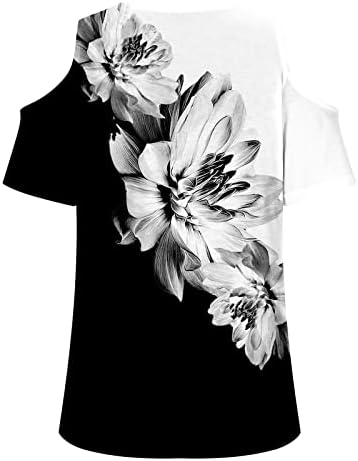 LMSXCT/ Дамски Блузи с Къс ръкав и V-образно деколте, Ежедневни Летни Модни Тениски С Резки по раменете, Блузи С Флорални Принтом, Ризи