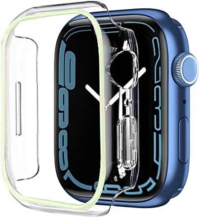 Калъф от 2 опаковки, Съвместим с Apple Watch Серия 7 45 мм, Прозрачни Светещи Твърд калъф за PC, Ултра-Защитен калъф-броня,