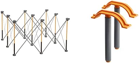 Работно бюро Bora centipede (гъсеница) 4 фута x 4 фута с 9 рафтове, Черно / Оранжево и набор от бързи скоби centipede (гъсеница) от 2 части, CA0302, Битумен Аксесоар за работни подпори BOR
