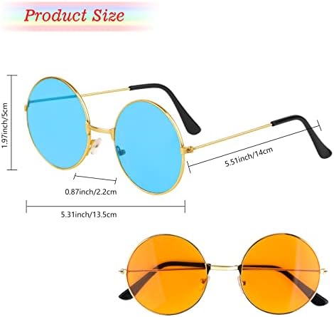 CHRORINE 4 Двойки Кръгли Слънчеви очила в стил хипи Различни цветове, слънчеви очила в стил хипи и за жени, Кръгли