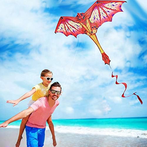 Въздушен змей и Дракон за деца и възрастни - Лек полет, Въздушен кайт за начинаещи с Въртяща опашка в 200-метровата