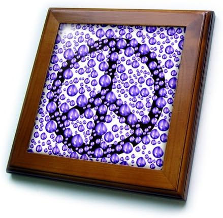 3dRose ft_42750_1 подпише Мир с лилави Мехурчета - Вдъхновяваща Плочки в художествената рамка, 8 до 8 инча