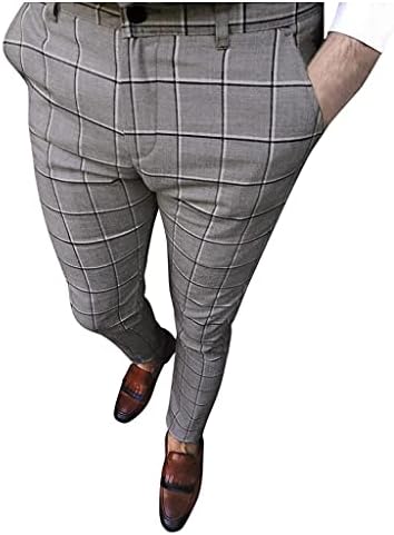 Модел панталони за мъже Slim Fit - Традиционните Проверени Панталони-Чино Ежедневните Свободни Удобни Стегнати Бизнес