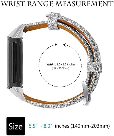 T-BLUER, Съвместим с Fitbit Charge 5 ленти, Гривна от естествена Кожа, Спортен Гривна, Взаимозаменяеми Каишка за часовник,