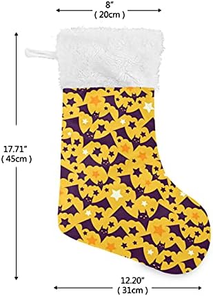 Коледни Чорапи ALAZA, Хелоуин, прилепи със Звездите, Жълто Модел, Класически Персонализирани Големи Чорапи,