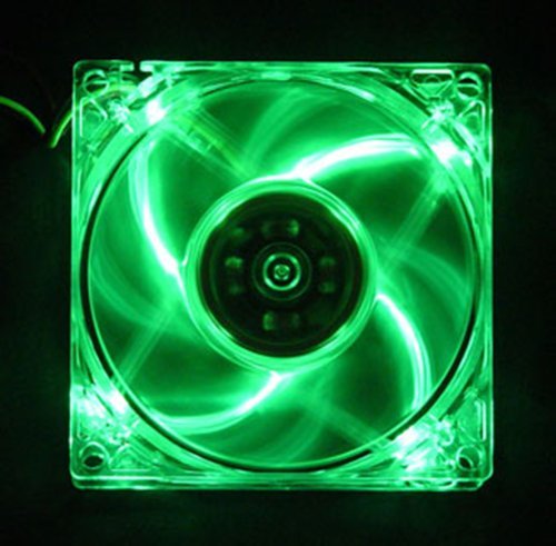 5 Звезди на Компютъра 80 мм, 8 см Quad-4 Зелен led кутия за настолен КОМПЮТЪР, Прозрачен Вентилатор за охлаждане, 3 и 4-пинов конектор с винтове, тих и Безшумен