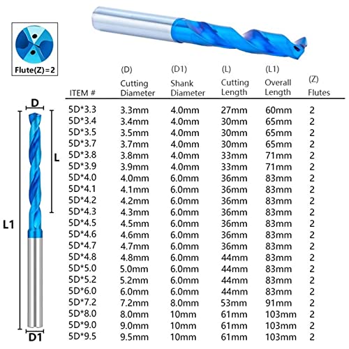 Тренировка 3D Видий бита 3-12 мм Охлаждащо Тренировка Спиральное Тренировка със Синьо Покритие Бормашина за пробиване на отвори в метал, 1 бр. (Цвят: 4,1 мм)