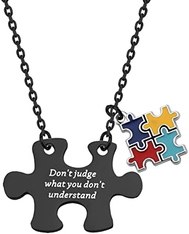 Колие за информираност за аутизма WSNANG Не Съдете За Това, Което вие не Разбирате, Мотивационен Пъзел За Аутизъм,