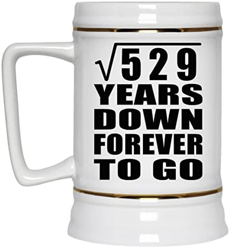 Designsify 23-та Годишнина на Корен Квадратен от 529 Години Надолу Завинаги, 22 грама Бира, Чаши, Керамична Чаша с дръжка за