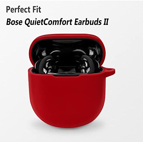 Силиконов калъф Geiomoo, Съвместим със слушалки Bose QuietComfort II, Защитен калъф с карабинер (черен)