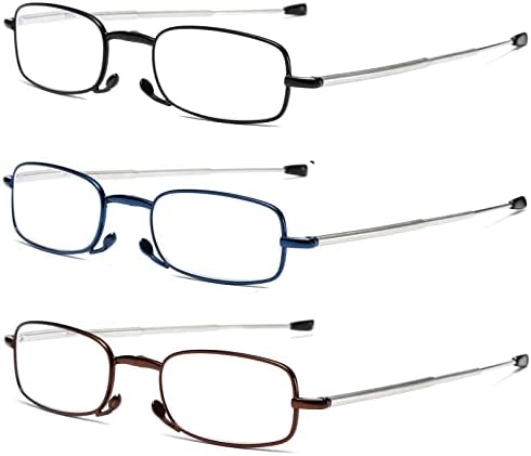 OWTXIS 3 Опаковки, Сгъваеми Очила за Четене за Мъже И Жени, Ключодържател, Компактни Очила за четене, Синята
