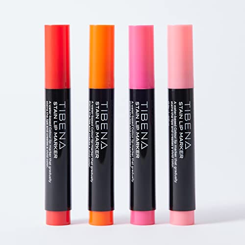 TIBENA Lip Stain Marker, Маркер за оцветяване на устните, Траен цвят, Устойчив на размазыванию, 0,1 Унция, Градски Оранжево