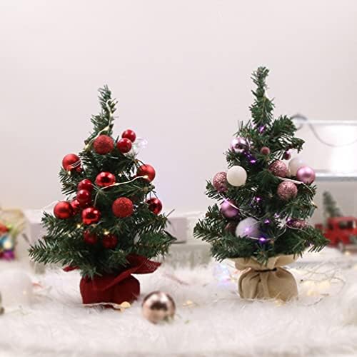 Ipetboom Мини Коледна Елха Изкуствена Мини Коледна Бор с Декоративни Топки Поддържана Настолна Коледно Дърво