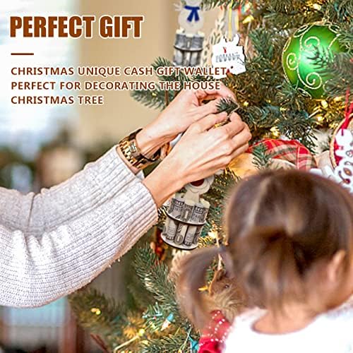 ALMDA Уникален Коледен Държач за пари, Подарък Титуляр за Парична коледно дърво, Дървени Орнаменти Ръчно изработени