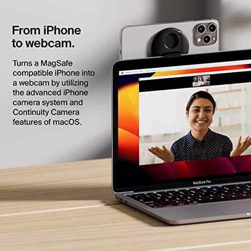 Belkin за Монтиране на камерата на iPhone MagSafe за MacBook, Скоба на камерата на iPhone Continuity, Превръща