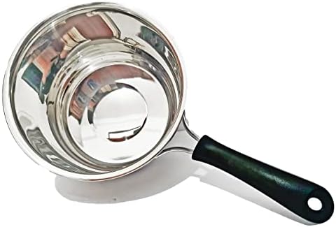 Тиган Jarhill 2,5 КВ., Соусник от неръждаема стомана с капак, Молочник, Малка тенджера за готвене с дълга устойчиви на топлина дръжка и стъклен капак.