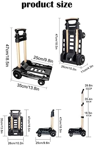Ръчна количка за Сгъваема Количка с максимална товароподемност 88,2 килограм Тежкотоварни количка за багаж Сгъваема количка