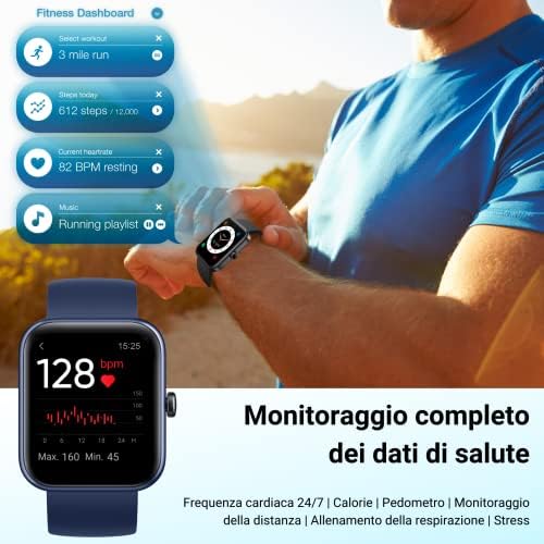 Умен часовник HOAIYO за здраве и фитнес, вградени Алекса, монитор на сърдечната честота, Музика, Сън, Монитор на съдържанието