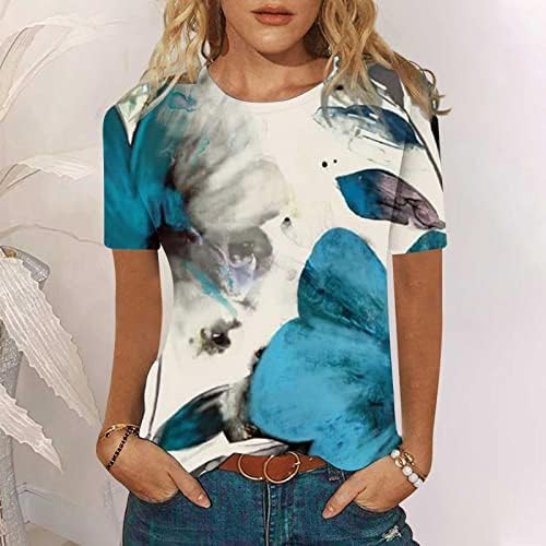 Женска Тениска с Кръгло Деколте от памук и Лозя с Цветен Модел за Момичета Лято Есен IY IY