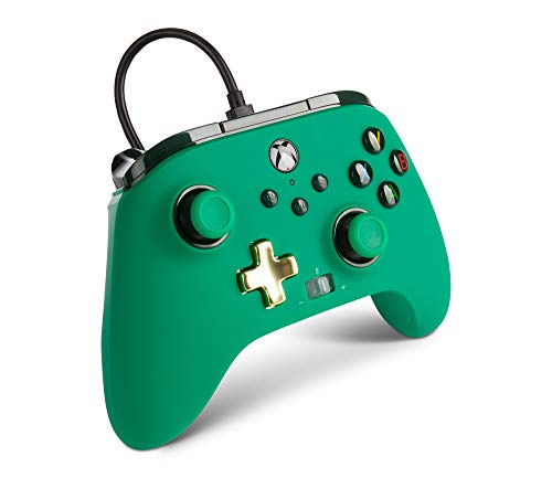 Усъвършенстван Кабелен контролер PowerA за Xbox X series|S - Зелен, Геймпад, Кабелна гейм контролер, Гейм